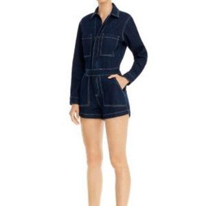 DL1961 Hannah Long Sleeve Dark Denim Romper Jumpsuit Dark Indigo Blue Size S